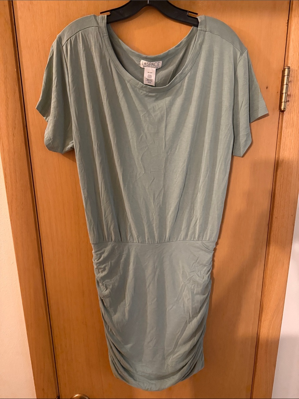 L Space Women’s Ruched Stretch Knee length Dress Modal Sage Green Size Medium